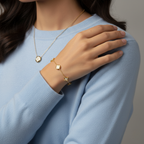 Conjunto de Joyería Trébol Nácar con Detalle Central 100% Acero Bañado en Oro 18K