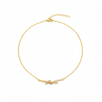 Collar de Acero Chapado en Oro de 18K 100% con Colgante de Nudo con Zirconias