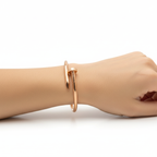 Rigid Nail Design Bracelet 100% 18K Rose Gold Plated Steel