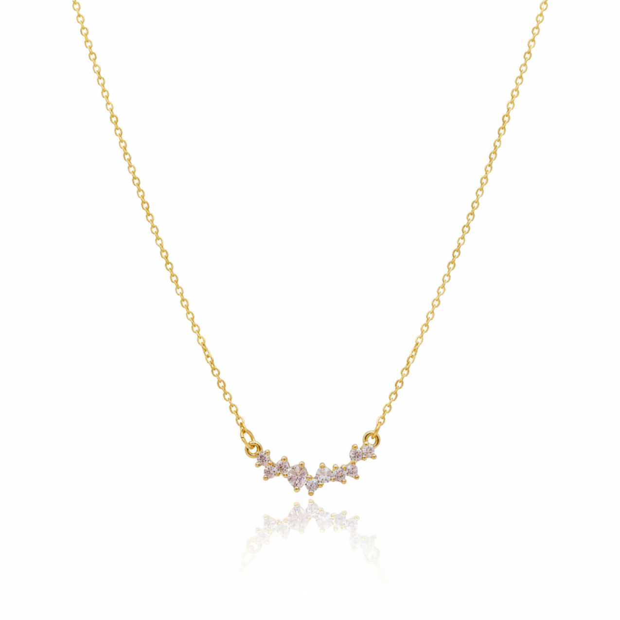 Collar Curvo con Circonitas Brillantes 100% Acero Bañado en Oro 18K