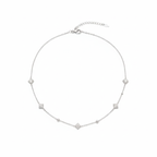 Collar de Acero Inoxidable 100% con Dijes Cuadrados y Bolas de Zirconia