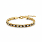 Pulsera Bicolor con Circonitas y Diseño Trenzado 100% Acero Bañado en Oro 18K