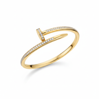 Bracelet rigide pour ongles avec zircone cubique, 100 % acier plaqué or 18 carats