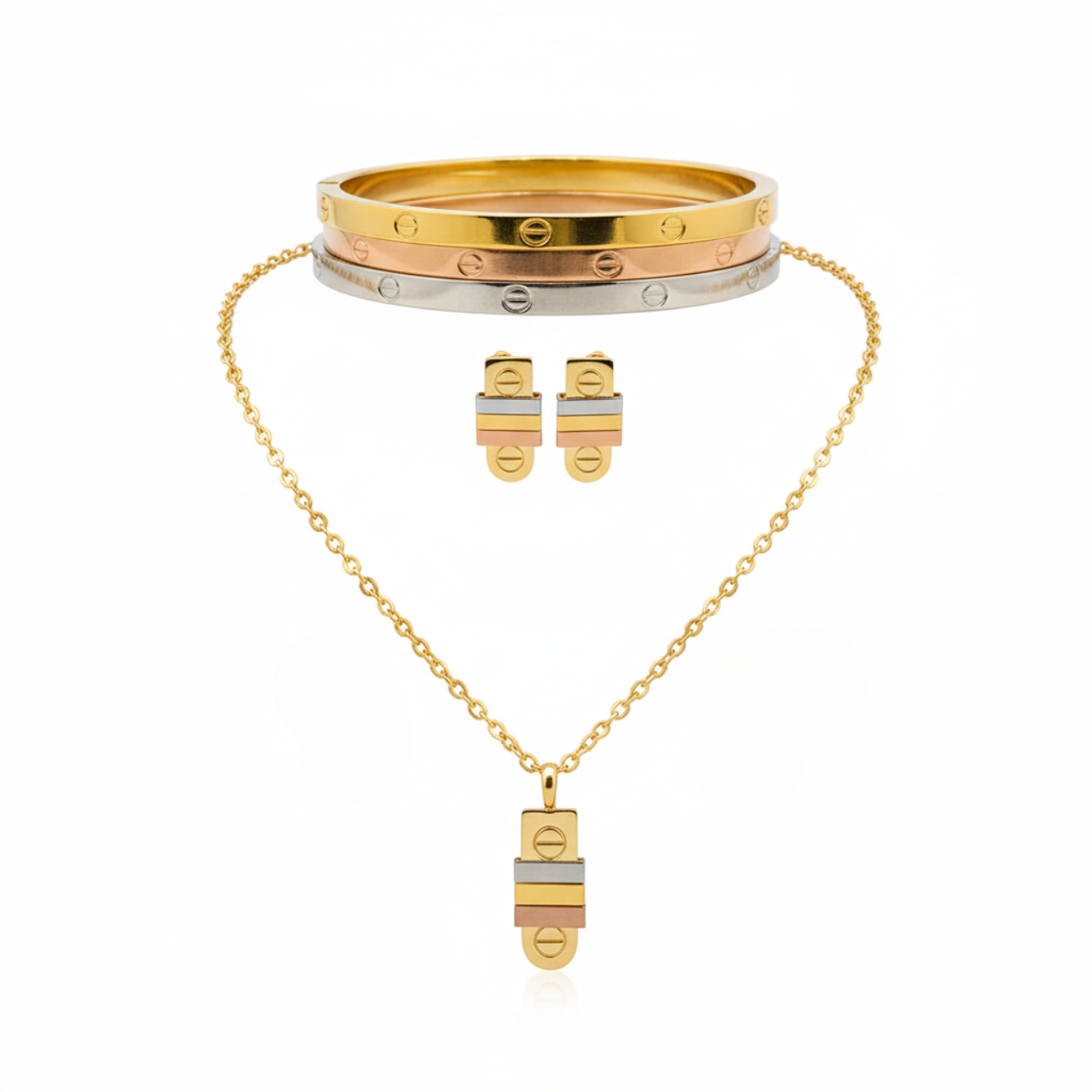 Conjunto de Diseño Urbano Tricolor - Acero (Oro, Plata y Oro Rosa)