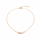 Collar de Acero Chapado en Oro Rosa de 18K 100% con Colgante de Nudo con Zirconias