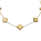 Collar de Tréboles con Acabado Alternado 100% Acero Bañado en Oro 18K