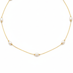 Collar de Acero 100% Chapado en Oro de 18K con Perlas Naturales