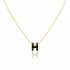 Enameled Letter 'H' Necklace and Earrings Set - 100% 18K Gold Plated Steel