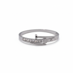 Bracelet rigide pour ongles orné de zirconiums cubiques, 100 % acier inoxydable, couleur argent.