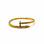 Bracelet rigide pour ongles avec zircone cubique, 100 % acier plaqué or 18 carats