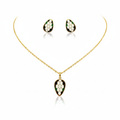 Enameled Honeycomb Design Necklace and Earrings Set - 100% 18K Gold Plated Steel