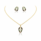 Conjunto Collar y Pendientes Diseño Panal Esmaltado - 100% Acero Bañado en Oro 18K