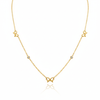 Necklace with Bows and Zirconia 100% 18K Gold Plated Steel