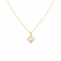 White Mother-of-Pearl Clover Pendant Necklace 100% 18K Gold Plated Steel