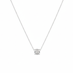 Collar de Acero Inoxidable 100% con Colgante de Cilindro de Zirconias ( Oro o Plata )