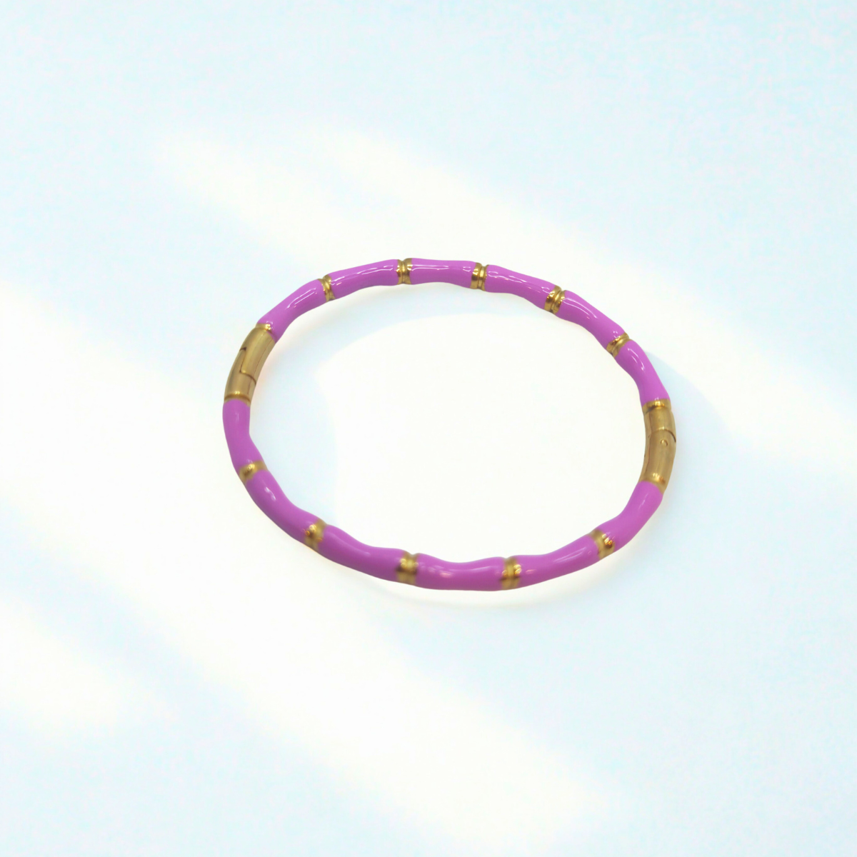 Pulseras Tipo Bambú Esmaltadas de Colores Surtidos - 100% Acero Bañado en Oro 18K