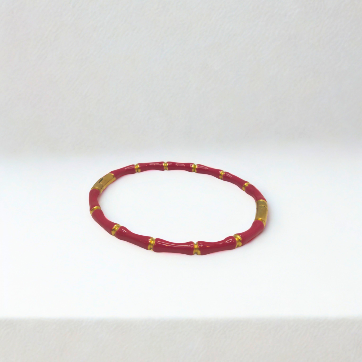 Pulseras Tipo Bambú Esmaltadas de Colores Surtidos - 100% Acero Bañado en Oro 18K