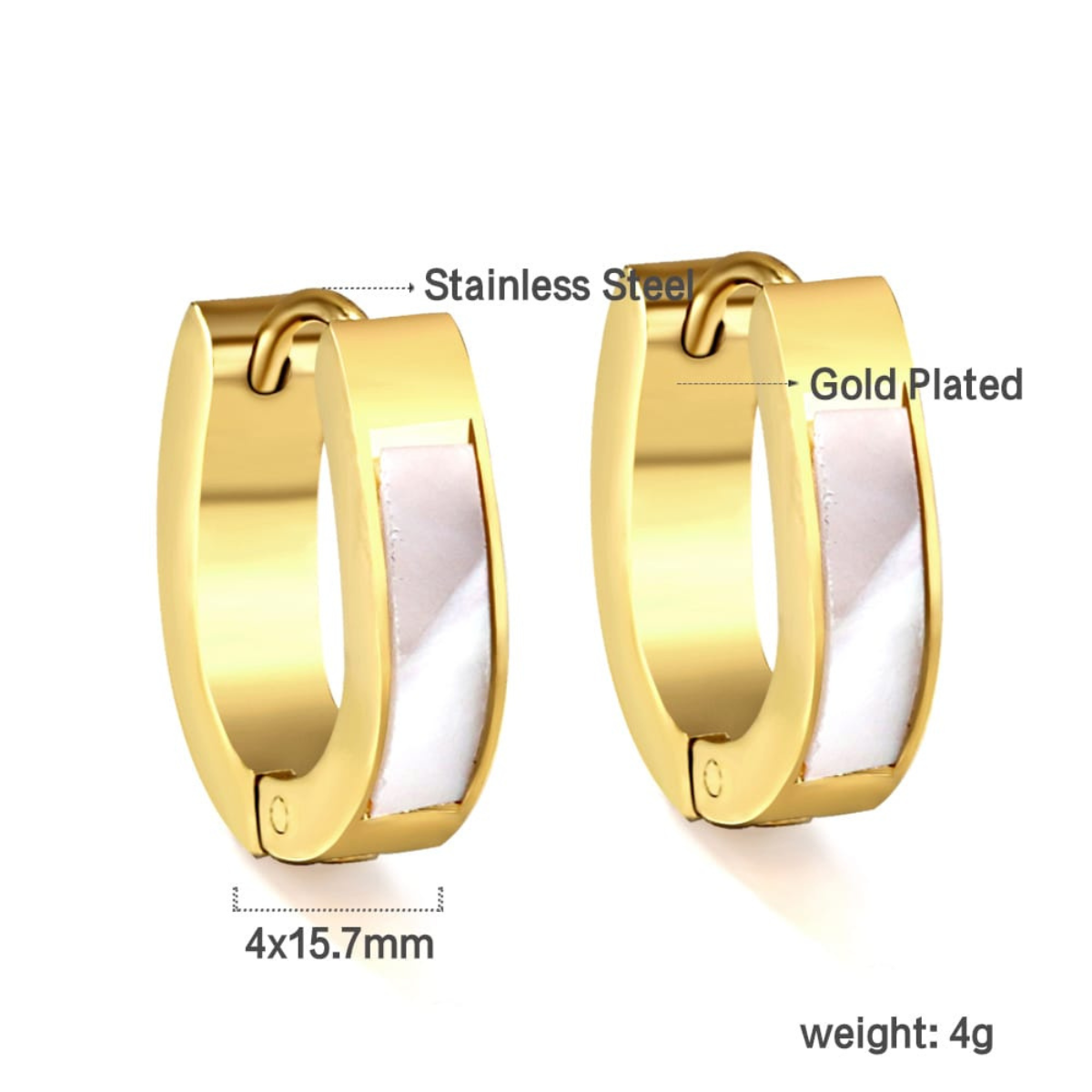 Pendientes de Aro Modernos Bicolor (Dorado y Blanco) - 100% Acero Bañado en Oro 18K