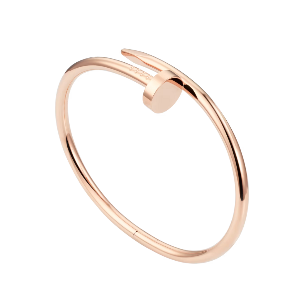 Bracelet ajustable avec motif clous - 100 % acier plaqué or rose 18 carats