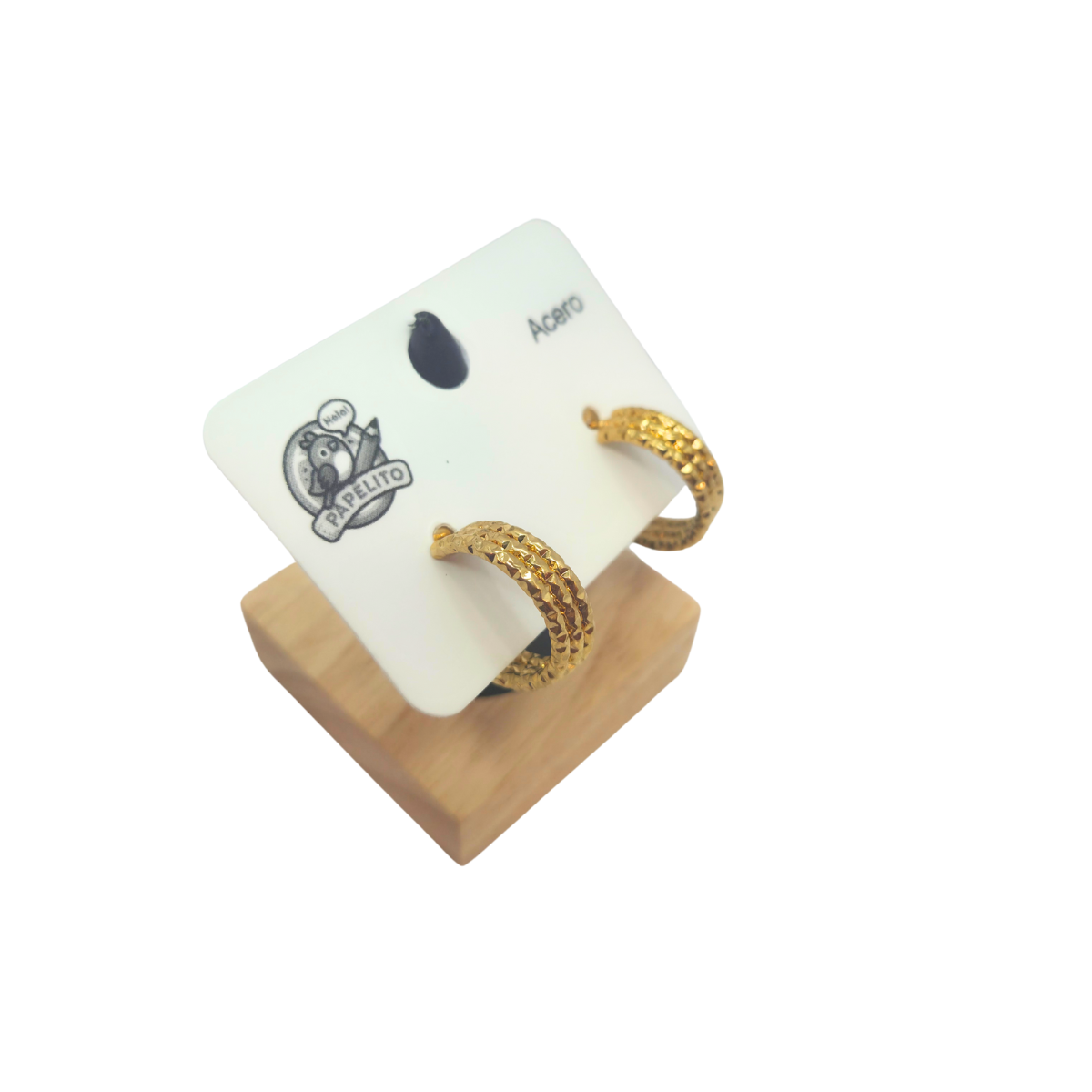 Petites boucles d'oreilles créoles texturées - 100 % acier plaqué or 18 carats