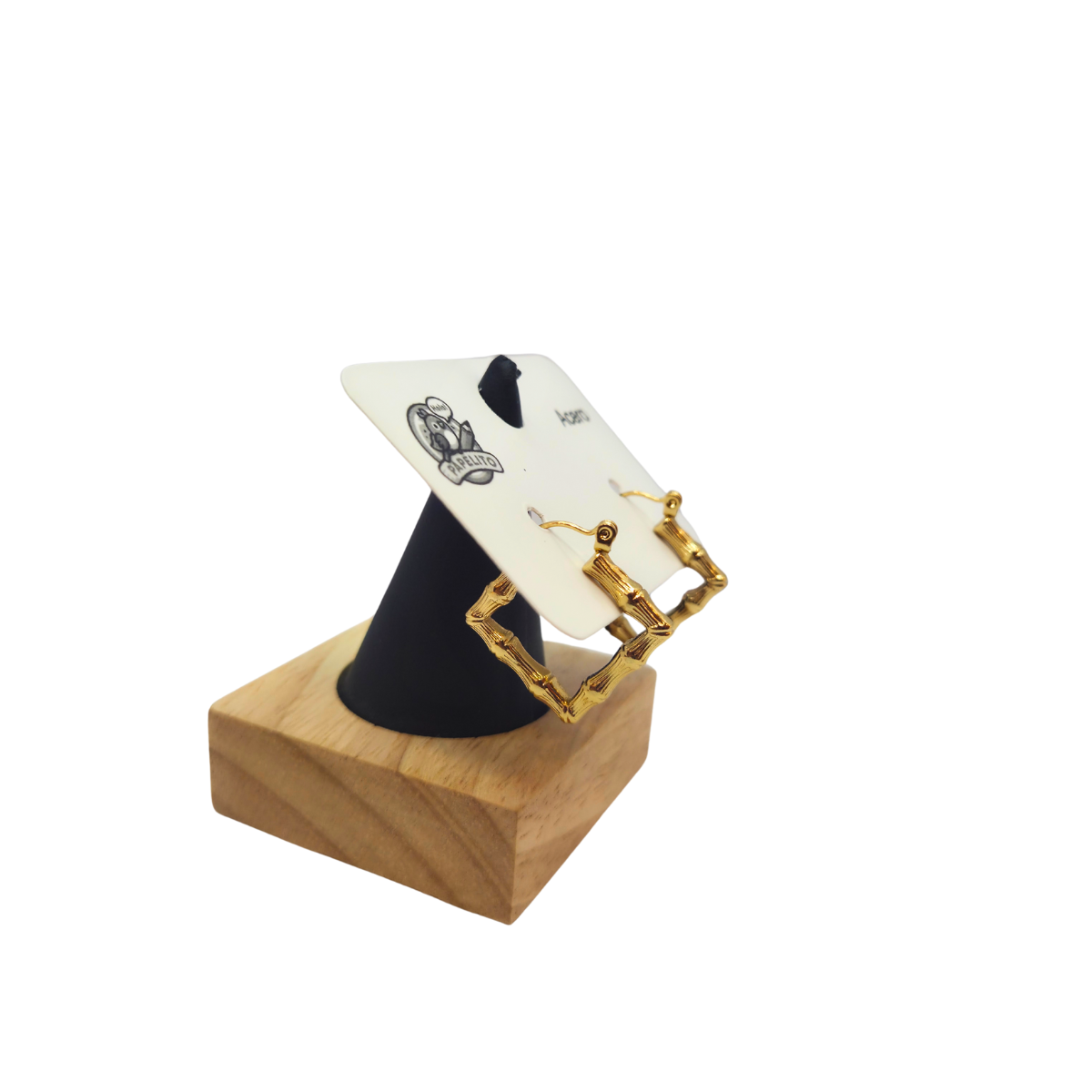 Pendientes de Aro Cuadrados Estilo Bambú - 100% Acero Bañados en Oro de 18K