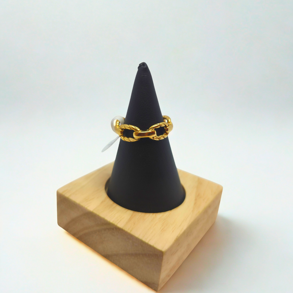 Twisted Link Chain Design Ring - 100% 18K Gold Plated Steel