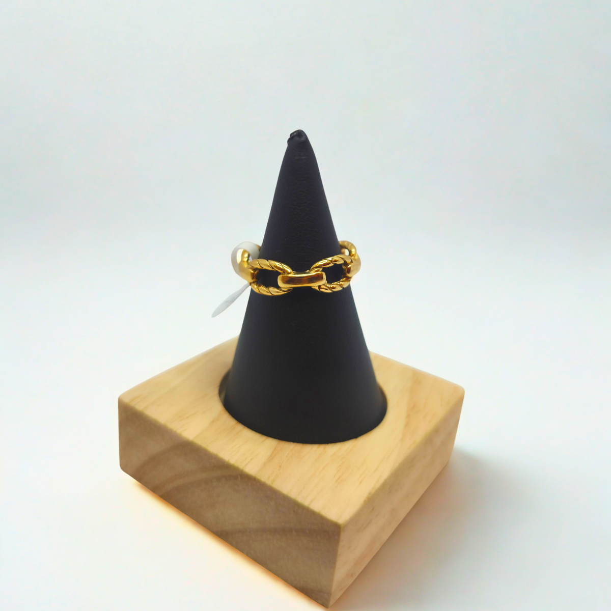 Bague à maillons torsadés - 100 % acier plaqué or 18 carats