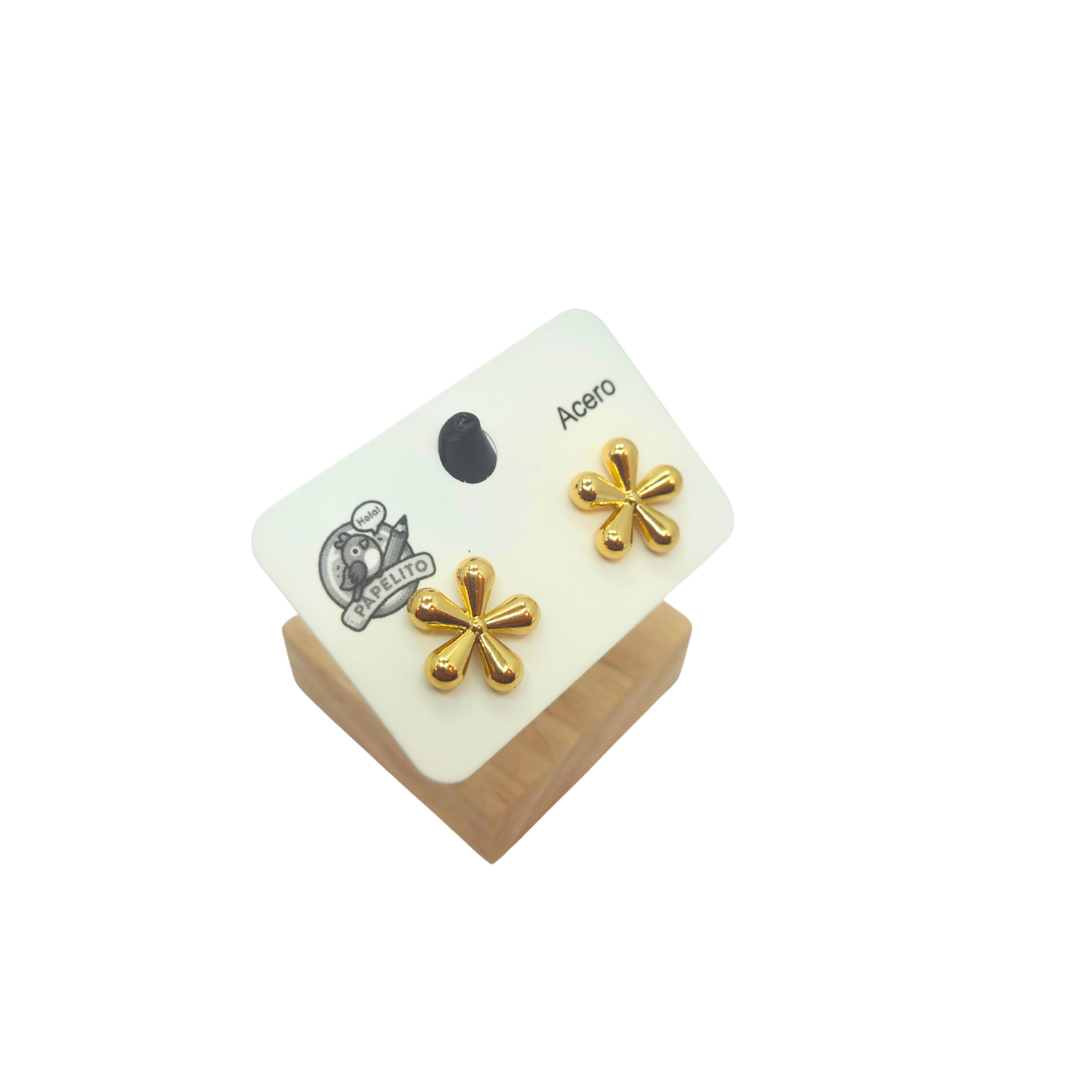 Boucles d'oreilles à tige irrégulières en forme de fleur/étoile - 100 % acier plaqué or 18 carats