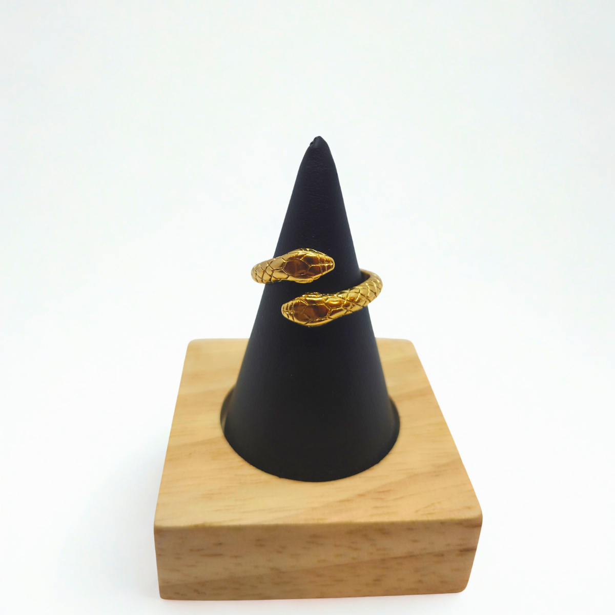 Bague serpent ajustable - 100 % acier plaqué or 18 carats