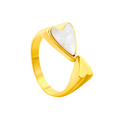 Anillo Abierto con Diseño de Corazones y Nácar Blanco - 100% Acero Bañado en Oro 18K