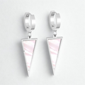Boucles d'oreilles créoles avec pendentif triangle en nacre - Acier inoxydable hypoallergénique