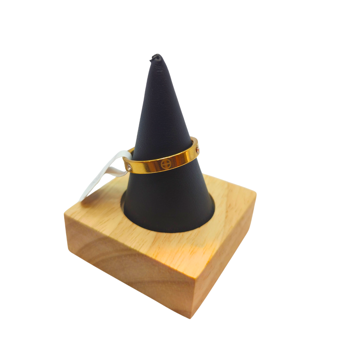 Bague au design moderne avec détails sertis - 100 % acier plaqué or 18 carats