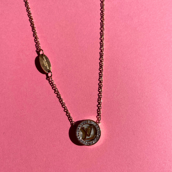 Circle Necklace with Initial and Zirconia in 100% 18K Gold Plated Steel