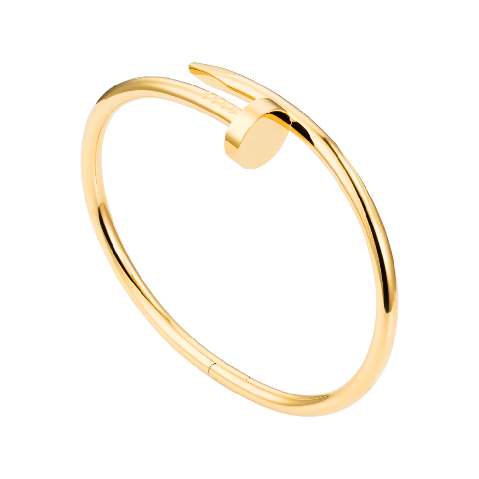 Bracelet ajustable avec motif clous - 100 % acier plaqué or 18 carats