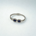 Rigid Bracelet with Two Oval Blue Crystals and Zirconia - 100% Rhodium Plated Steel