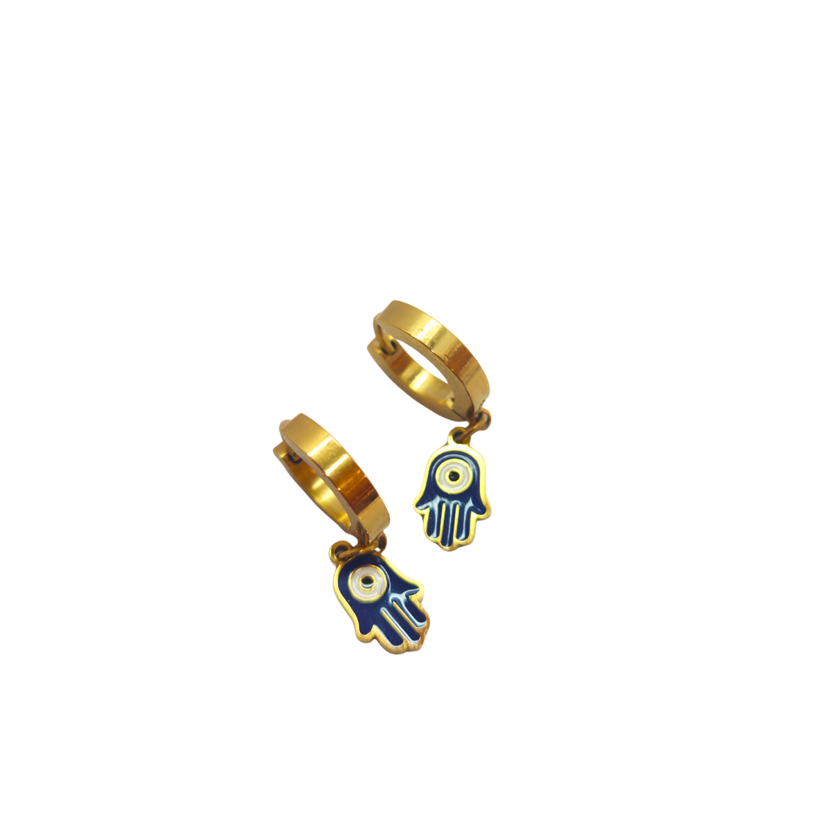 Pendientes de Aro con Colgante Mano de Fátima - 100% Acero Bañado en Oro de 18K
