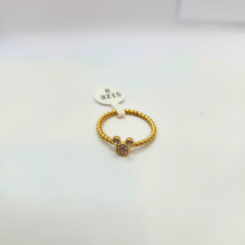 Bague Mickey Mouse aux détails scintillants - 100 % acier plaqué or 18 carats