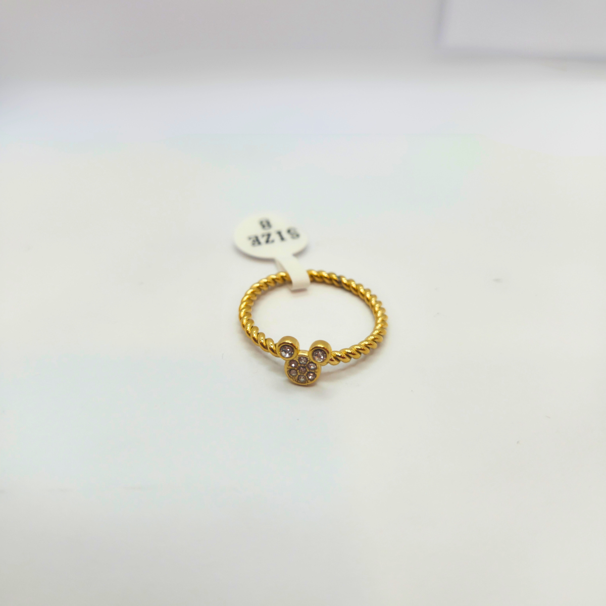 Bague Mickey Mouse aux détails scintillants - 100 % acier plaqué or 18 carats