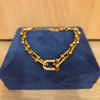 Pulsera de Cadena Gruesa con Eslabones en U - 100% Acero Chapado en Oro de 18K
