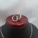 Conjunto Collar y Pendientes de Anillos con Circonitas - 100% Acero Bañado en Rodio