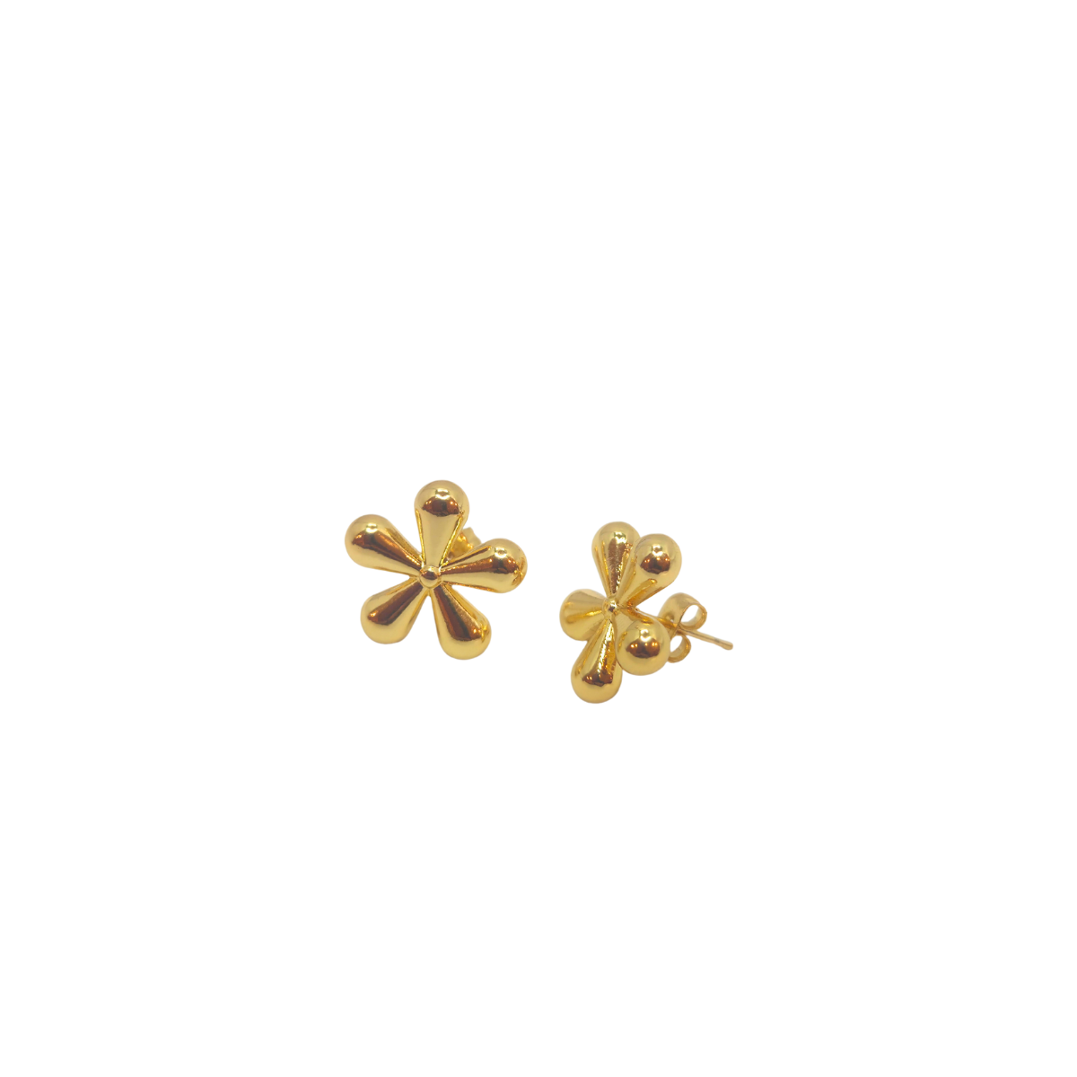 Boucles d'oreilles à tige irrégulières en forme de fleur/étoile - 100 % acier plaqué or 18 carats