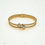 Pulsera Rígida Doble Banda con Tréboles de Nácar y Circonitas - 100% Acero Bañado en Oro 18K