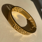 Pulsera Brazalete de Acero Chapado en Oro de 18K 100% con Diseño Griego