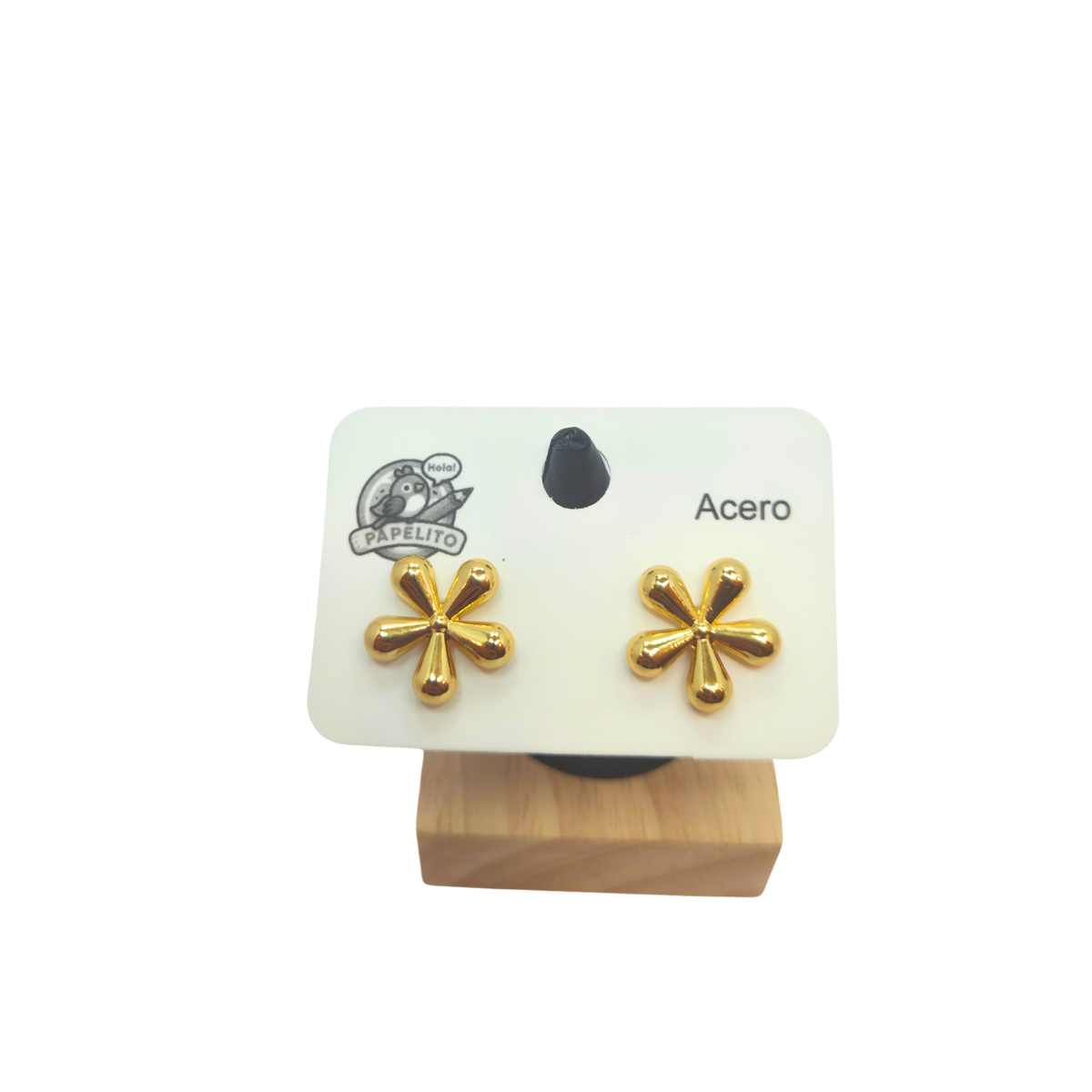 Boucles d'oreilles à tige irrégulières en forme de fleur/étoile - 100 % acier plaqué or 18 carats