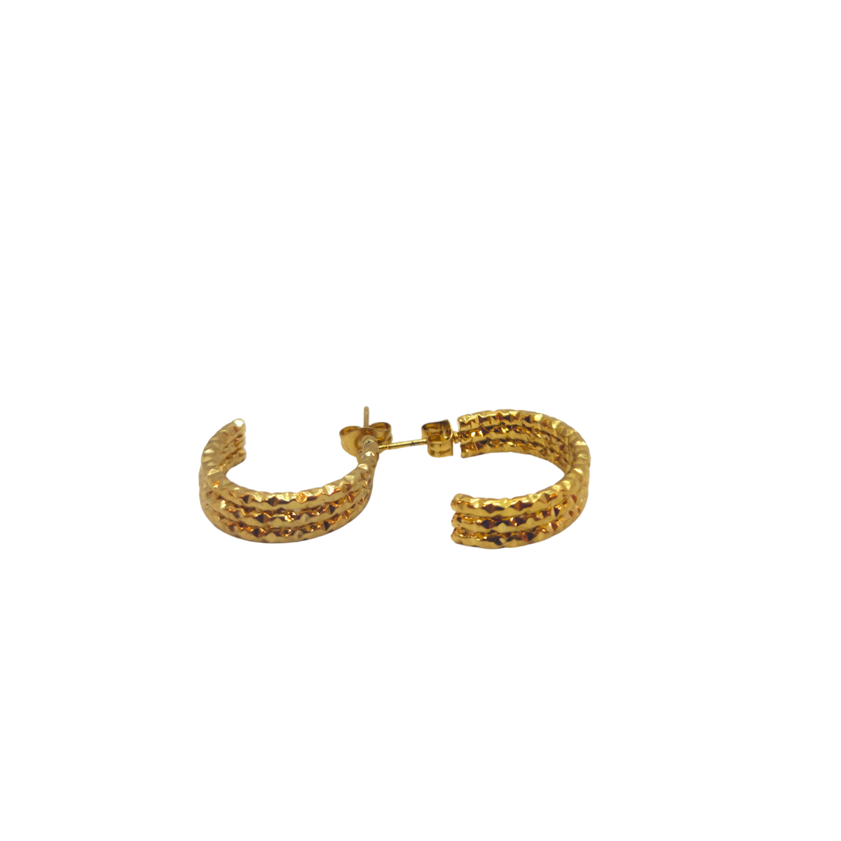 Pendientes de Aro Texturizados con Patrón de Escamas - 100% Acero Bañados en Oro de 18K