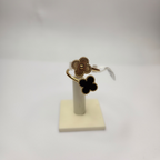 Bague Double Fleur en Acier Plaqué Or 18 Carats - Taille 19