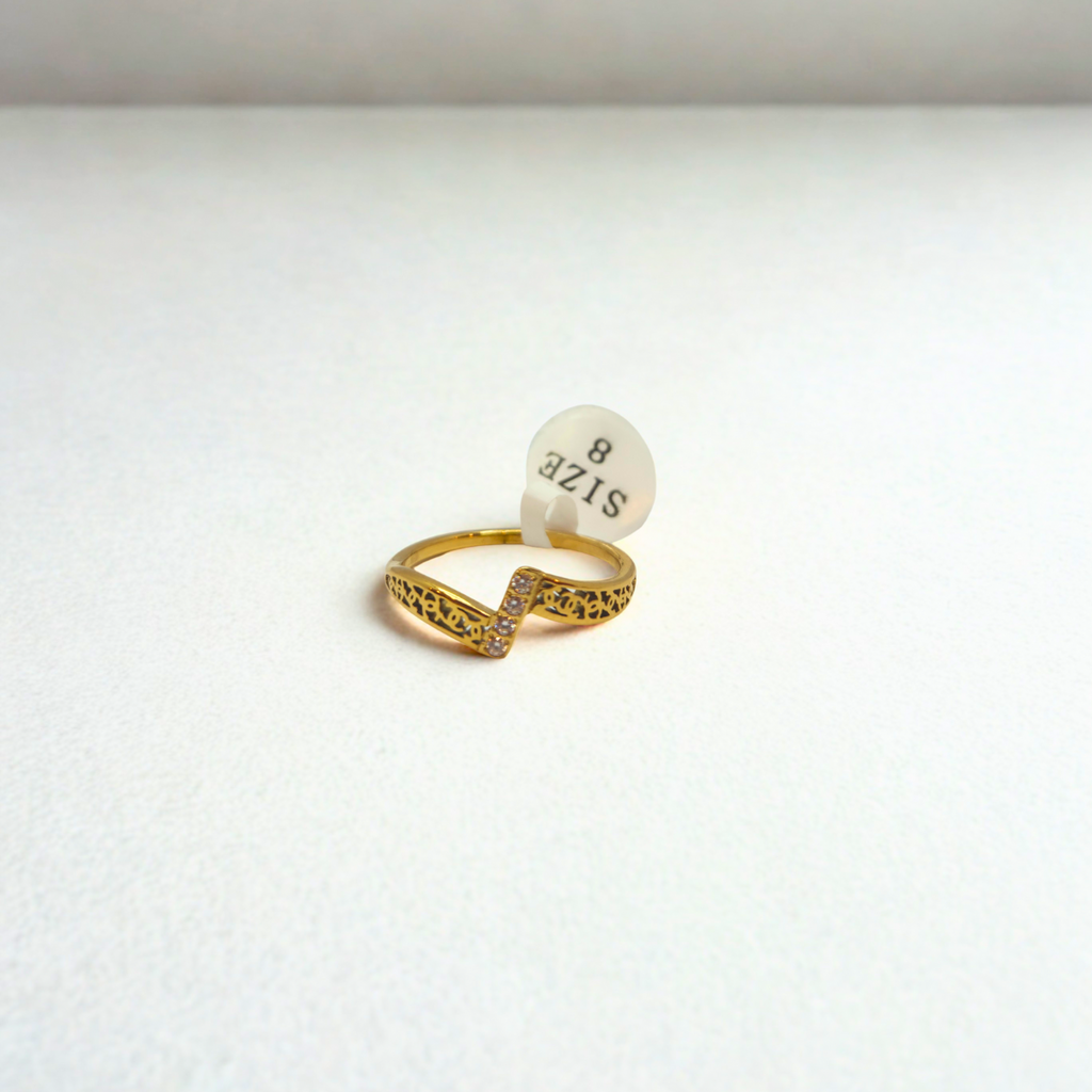 Intertwined Ring with Openwork and Brilliant Details - 100% 18K Gold Plated Steel
