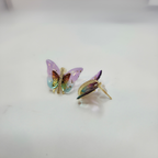 Conjunto Collar y Pendientes de Mariposa con Alas de Cristal Multicolores y Circonitas - 100% Acero Bañado en Oro 18K