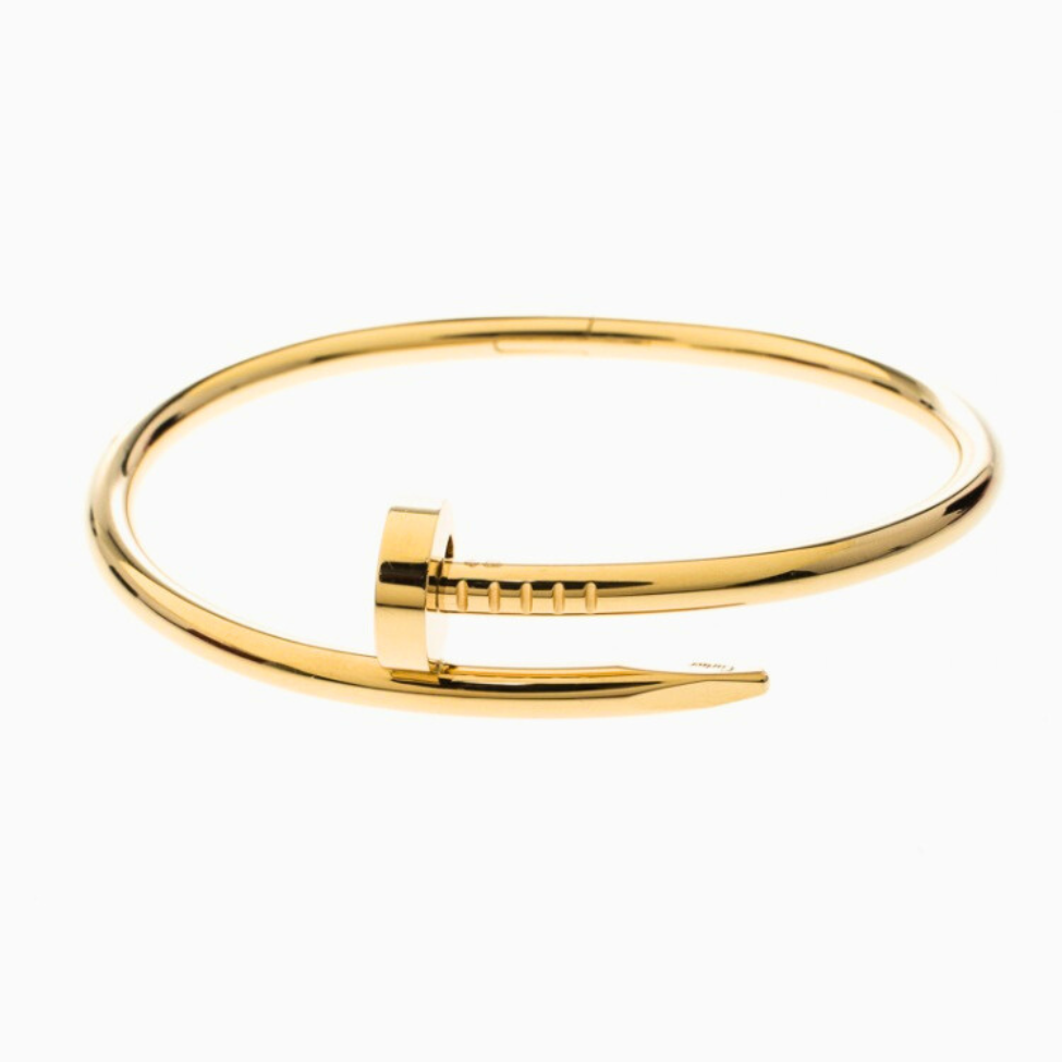 Bracelet ajustable avec motif clous - 100 % acier plaqué or 18 carats