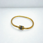 Conjunto de Aros Entrelazados y Brazalete con Detalle Negro (Collar, Pendientes y Pulsera) - 100% Acero Bañado en Oro 18K